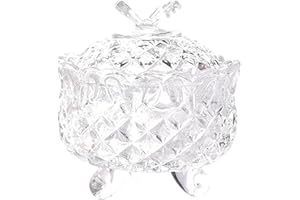 Candy Dish with Lid 4 Inch Crystal Glass Sugar Bowl with Butterfly Decor Covered Cookie Jar for Home Holiday Celebrations, De