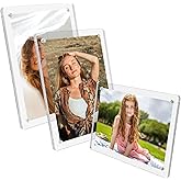 AetJxixee Acrylic Magnetic Picture Frames 4x6 Inch Set of 3, Tabletop and Refrigerator Display Vertical and Horizontal Clear Photo Frames with Detachable Stand for Gift Home Kitchen Decoration