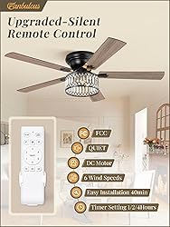 56 Inch Low Profile Chandelier Ceiling Fan with