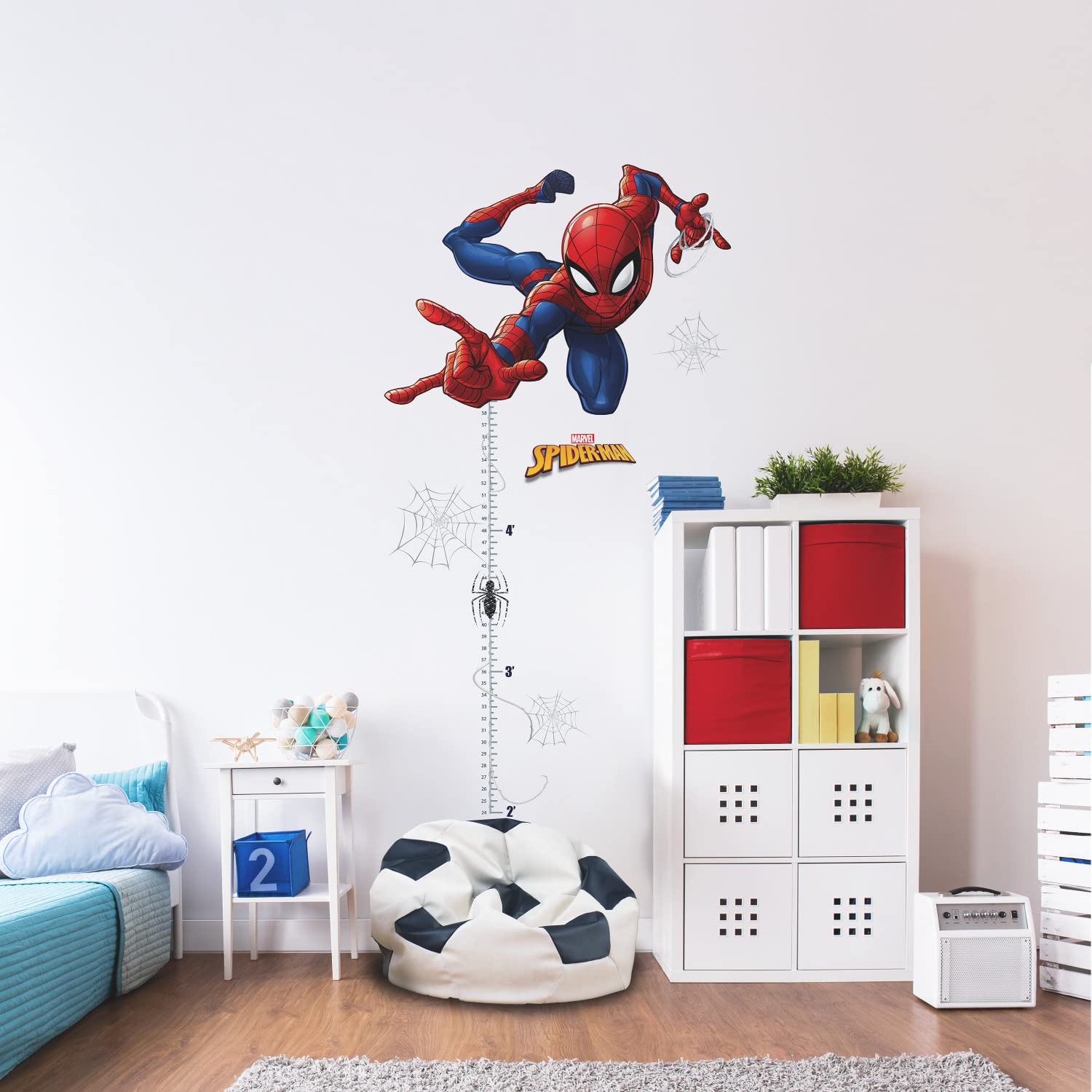 ROOMMATES RMK5168GC Spider-Man Giant Height Chart Peel and Stick Wall Stickers, Black, Red, Yellow, Orange, Blue, Grey