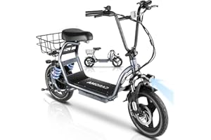 Caroma Peak 1200W Electric Scooter with Seat, 14" Fat Tire Electric Scooters for Adults, 500Wh Battery up to 30 Miles&20MPH, Foldable Adult Electric Bike for Commuting with Basket&Shock Absorbing