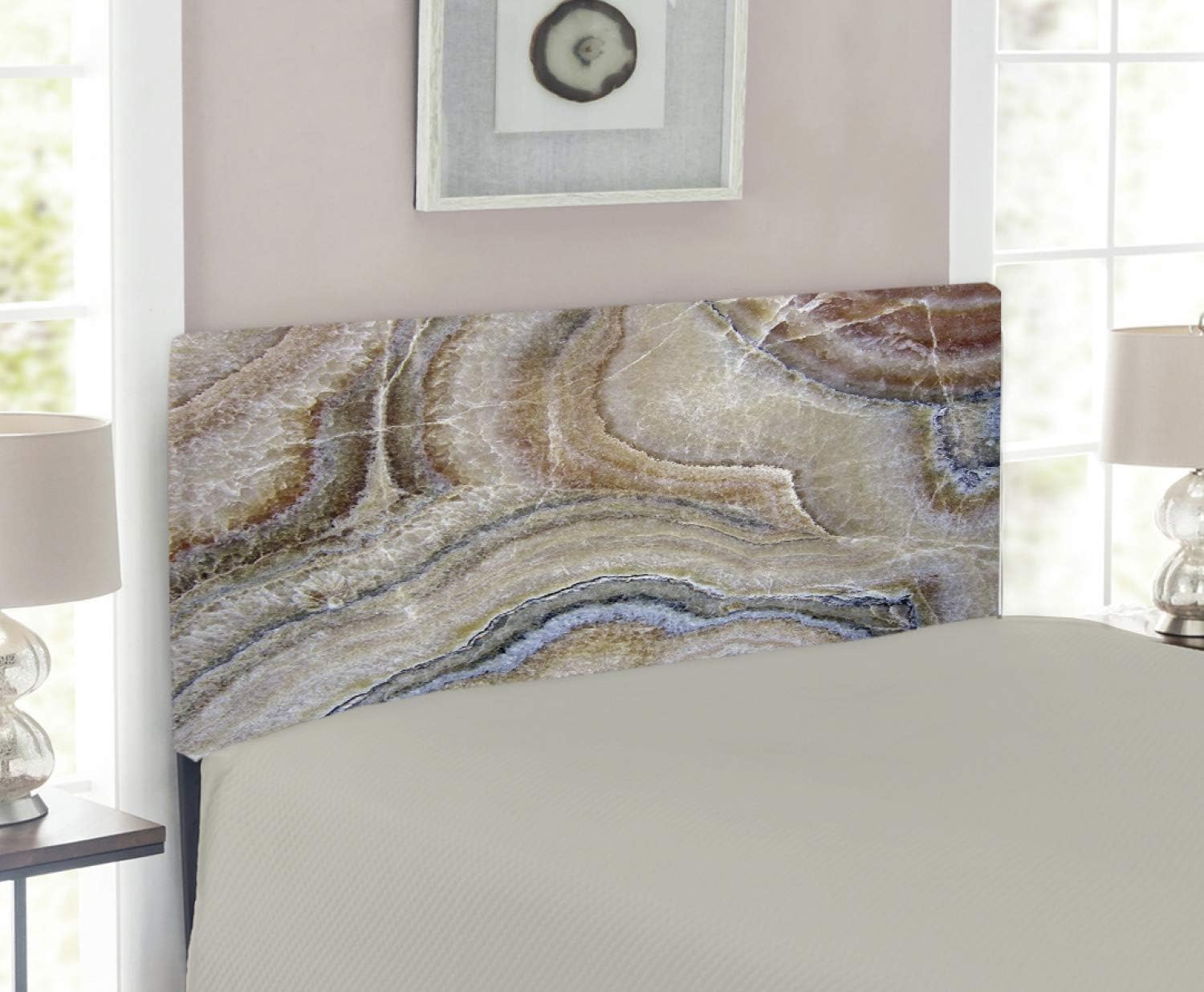 Ambesonne Marble Print Headboard, Surreal Onyx Stone