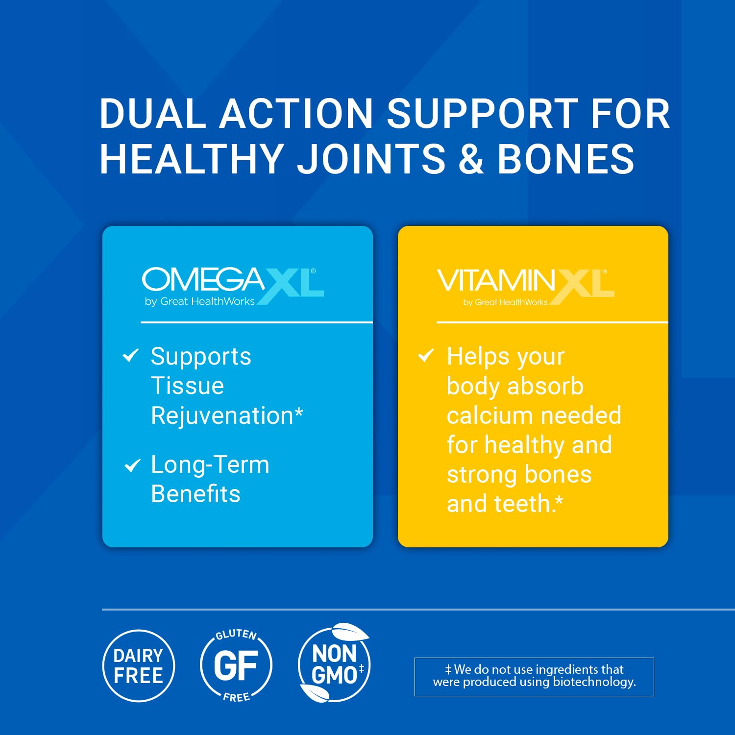 OmegaXL Joint Support Supplement - 60 Softgels & VitaminXL D3 High Potency Daily Vitamin D 5000 IU 125mcg Immune Support Supplement (30 Softgels) - 2 Pack