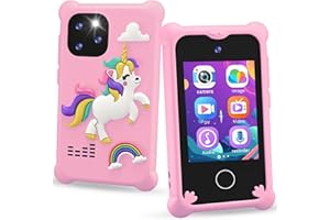 FKATEEN Kids Smart Phone，Unicorn Toys Phone for Girls Touchscreen Play Phone Dual Camera Toddler Learning Toys Music Player Puzzle Games Christmas Birthday Gifts for 3 4 5 6 7 8 9 Year Old Girls with SD Card