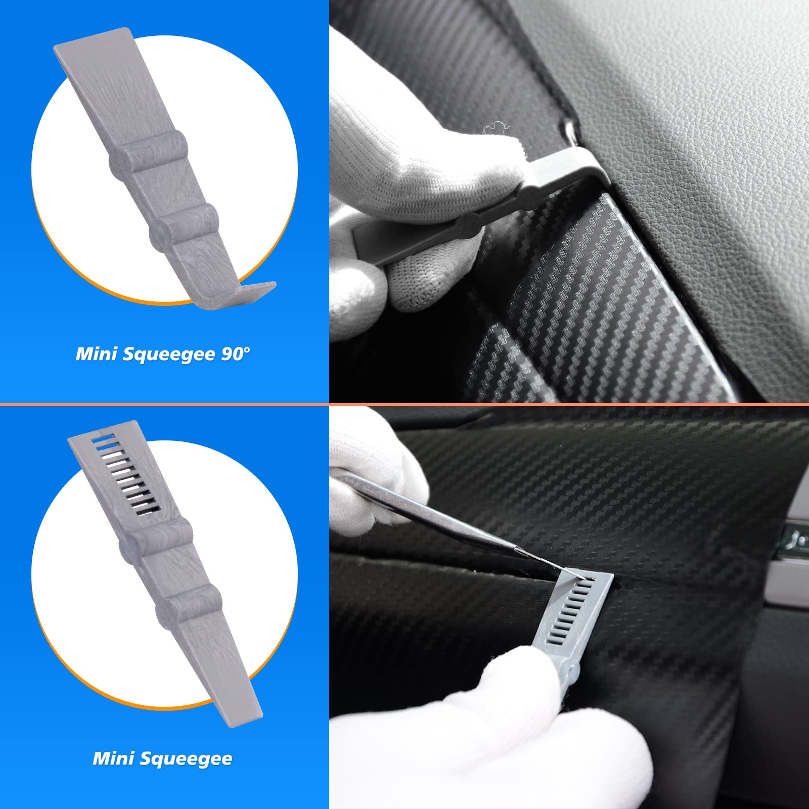 EHDIS 7 Stück Folierungs Werkzeug Auto Folierung Set Vinyl Wraps Tool Fenster Tönung Vinyl Wrap Werkzeuge Filzrakel Cuttermesser mit 10 Klingen Rakel für Car Wrapping Folie (Schwarz) 6