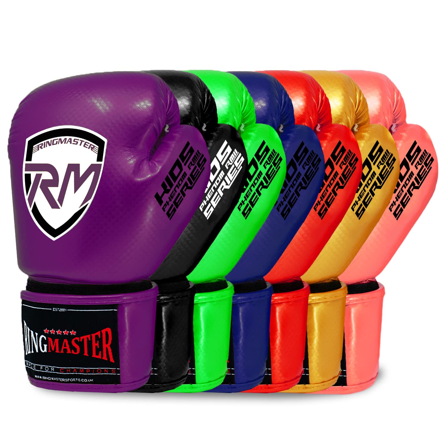 RingMaster Sports Kids Boxing Gloves Carbon Leather Training Sparring Punch Bag Mitt (Purple, 8 oz)