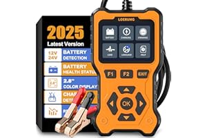 LOERUMG Car Battery Tester 12V 24V Load Tester,100-2000CCA Automotive Alternator Tester Battery Analyzer Digital Charg System Tester Scan Tool Crank System Tester for Truck Marine Motorcycle SUV Boat.
