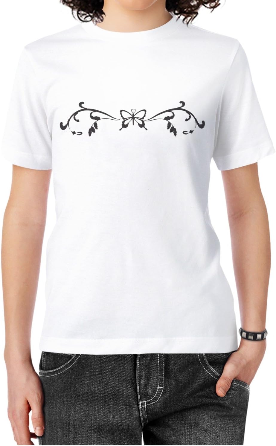 Eoyles Butterfly Wings Women Comfortable Casual Round Neck White T Shirt