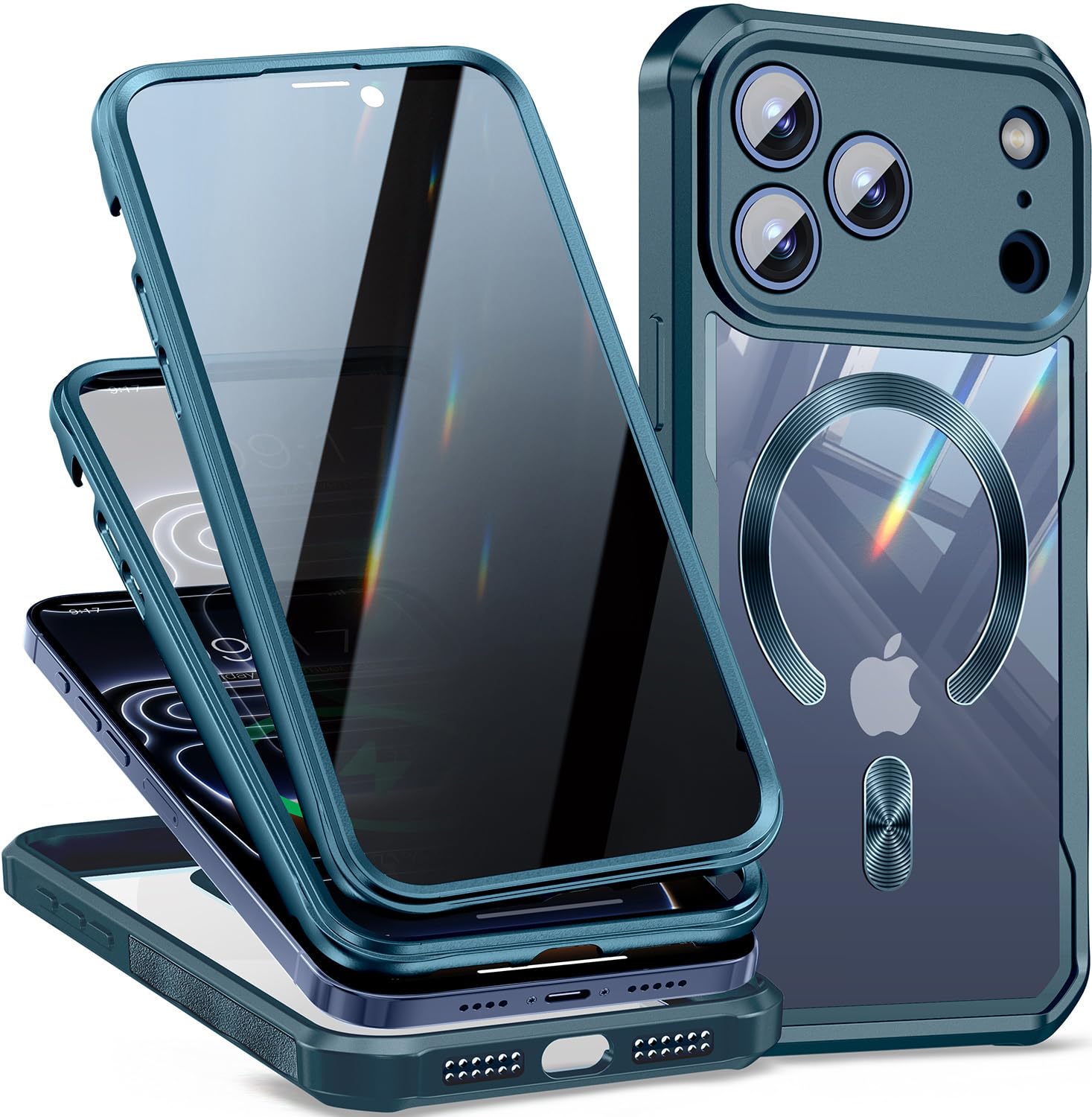 [CD Loop+Privacy Screen Protector]Magnetic Case for iPhone 17 Pro Max Case, Military Grade Protection Anti-peep Privacy Screen Double Sided 9H Glass Compatible with MagSafe Case for iPhone 17 ProMax
