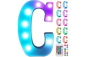 Foaky Colorful LED Letter Lights with Remote,Marquee Light Up Letters Sign for Night Light Wedding/Birthday Party Battery Pow