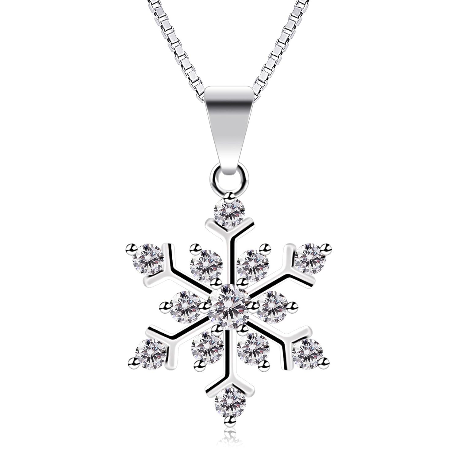 B.Catcher Snowflake Neckalce, Sterling Silver Sparking Cubic Zirconia