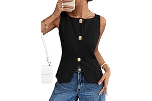 ZESICA Womens Summer Sleeveless Suit Vest 2026 Boat Neck Button Down Formal Business Casual Trendy Work Blazer Waistcoat