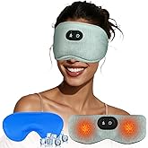 Detachable Heated Eye Mask, Cordless Eye Mask for Dry Eyes & Puffiness, Algae Fiber Ultra-Soft Nose Bridge Light-Block for Deeper Sleep – Graphene Layer Warm Compress & Cold Pack,Travel Essentials
