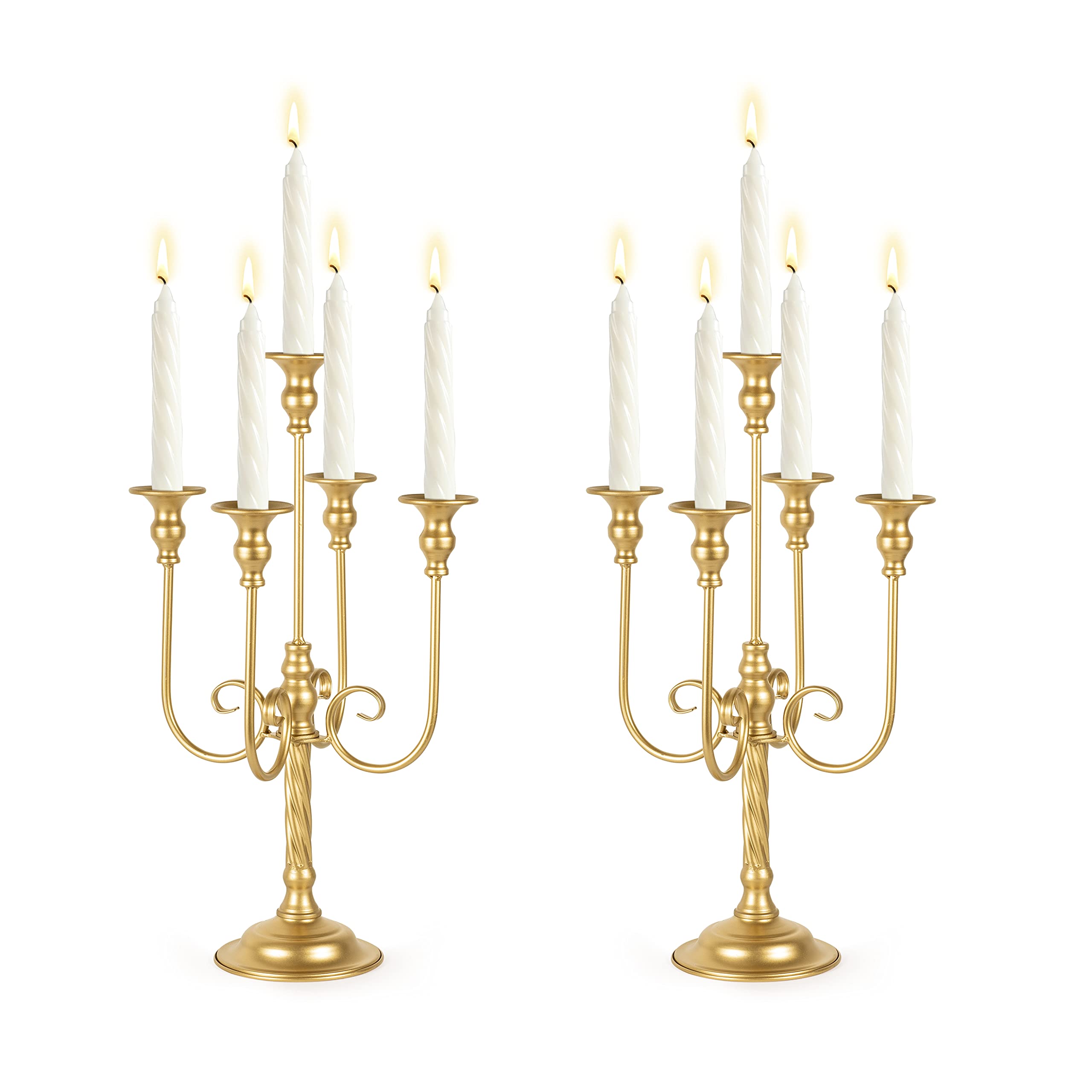 Photo 1 of 19.7in Gold Candelabra Centerpieces for Tables, 2Pcs Metal Tall Candle Holder for Taper Candles, 5 Arm Candlestick Holder for Wedding Centerpiece Decor Party Event Reception Decoration
