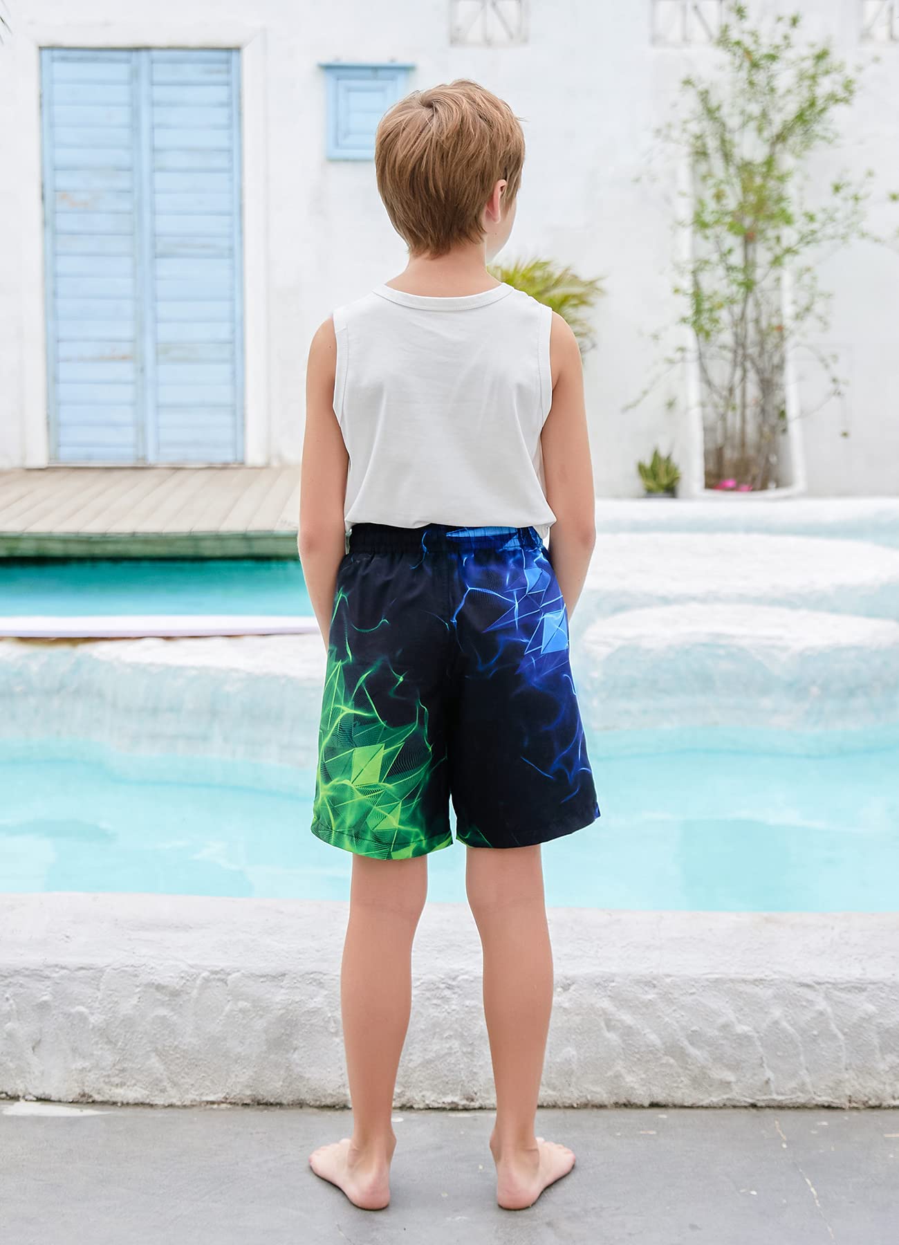 Fanient Badehose für Jungen Schnelltrocknende Badeshorts mit 3D-Druck Diamant Grafik Kinder Schwimmhose Bathing Suits 3