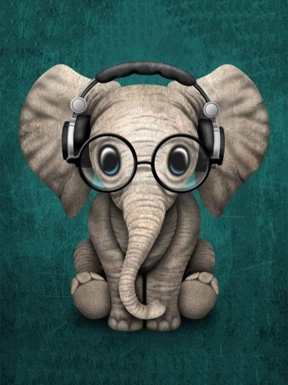 Elephant Diamond Painting Kit- Large DIY 5D Diamond Painting "16 x 20" in Full Dril Lovely Nerdy Living Room Study Shower Painting Wall Home Decoration Cross Stitch Art Craft Work