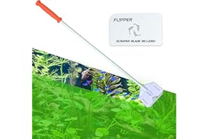 FL!PPER Flipper Platinum Aquarium Algae Scraper | Glass & Acrylic Tank Cleaner with Serrated Blade for Efficient Aquarium Maintenance (28” Rigid Shaft)