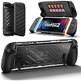 JSAUX Protective Case for Switch 2, TPU Middle Frame & PC Face Cover, Split Design | Ergonomic Joycon 2 Case | Holds 10 Game 