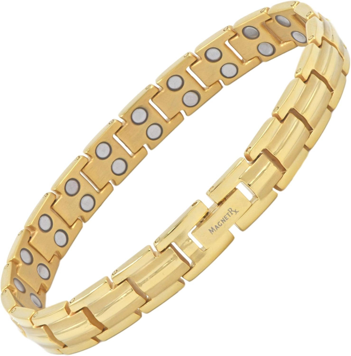 MagnetRX Women's Ultra Strength Magnetic Therapy Bracelet - Arthritis Pain Relief & Carpal Tunnel | Adjustable Titanium Magnetic Bracelets with Gift Box (Gold): Health & Personal Care