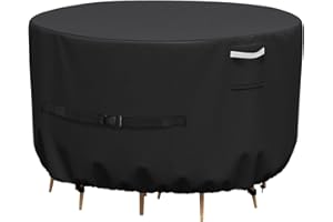 SAFANA Round Patio Furniture Covers, Large Round Table Covers For Outdoor Furniture Waterproof, Anti-Fading Outdoor cover for Table and chairs sets, Rainproof & Snowproof, UV Resistant (96" Dia x 28" H)