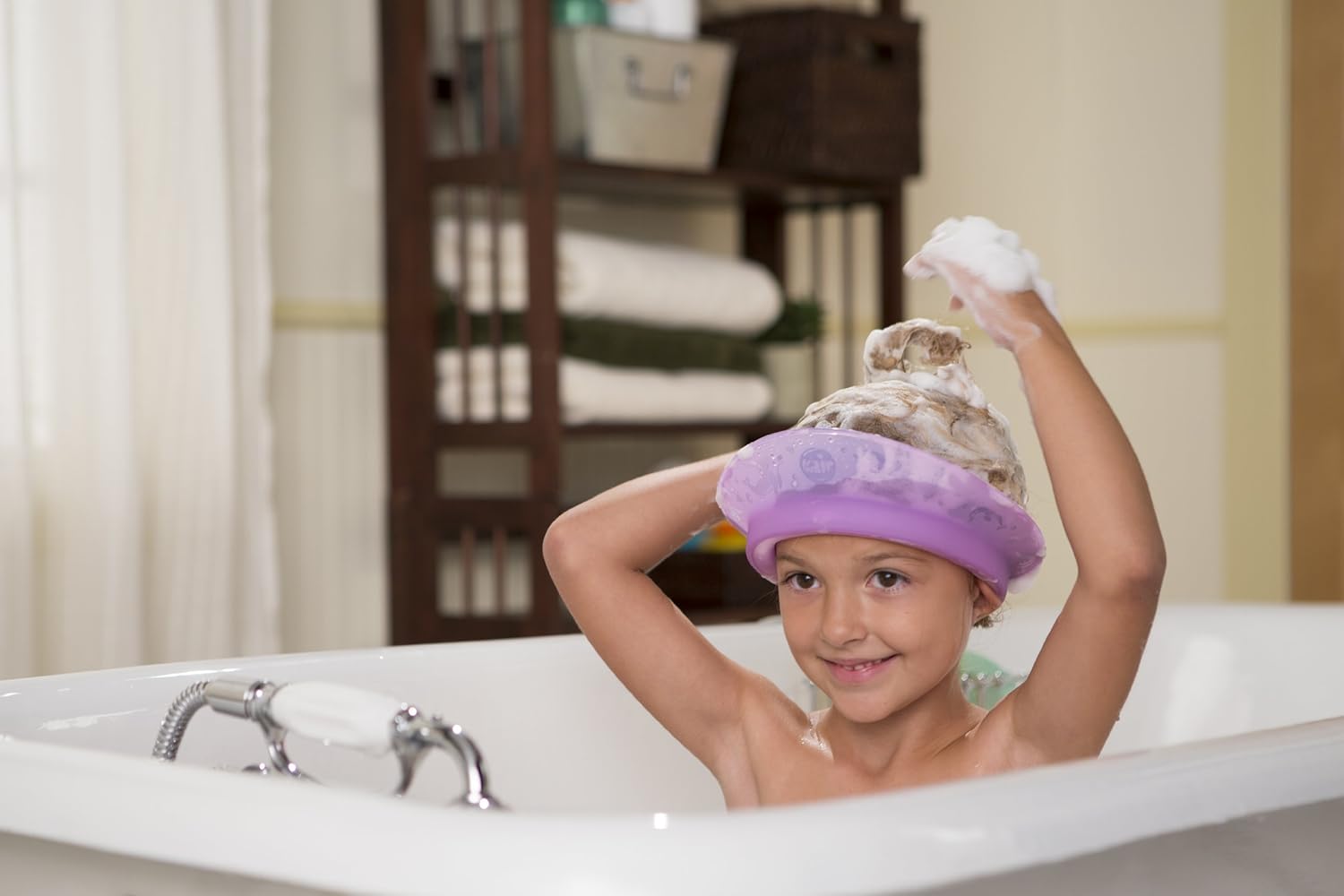 Kair Bath Visor for Babies, Safe Silicone Shower Cap for Kids, Shower Water Guard for Baby Bath and Toddler Bath - Blue : Bath Hair Visor : Baby