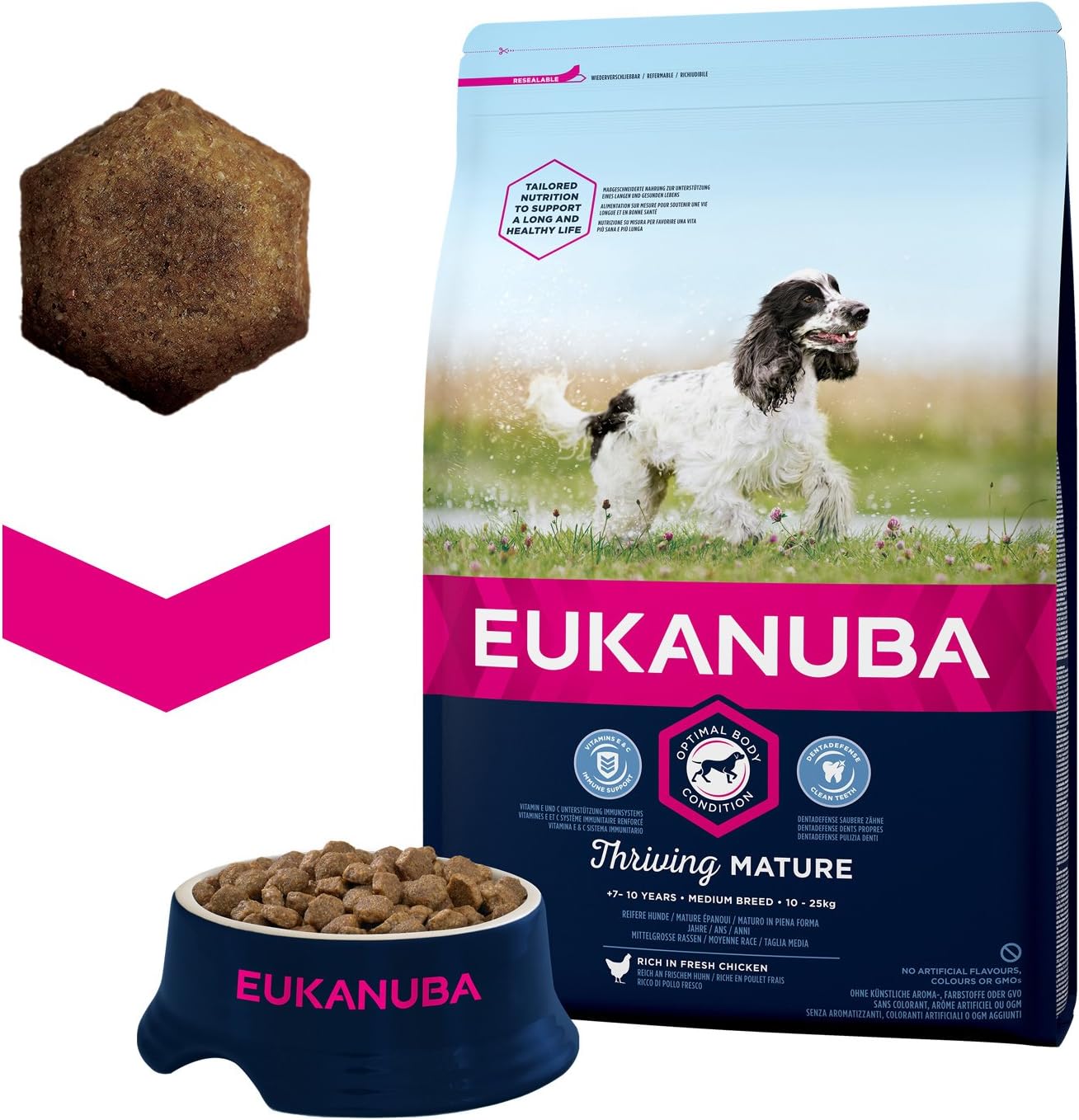 Eukanuba Complete Dry Dog Food for Mature Senior Medium Breeds with Fresh Chicken 3 kg, Mature & Senior Small & Medium Breeds - Image 3
