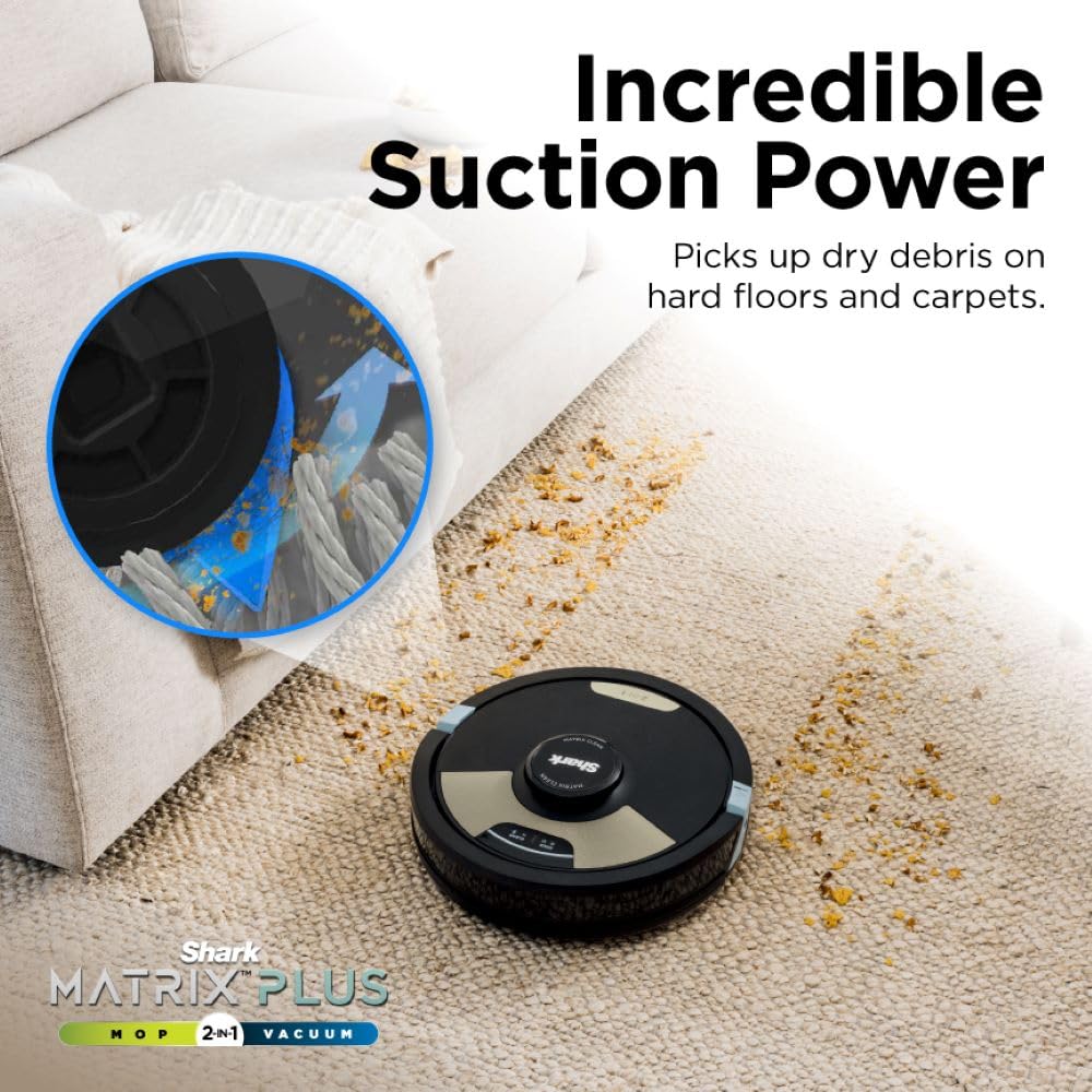 Shark Robot Vacuum & Mop Combo, Powerful Suction, Matrix Plus, 60-Day Debris Capacity, HEPA Bagless Self Empty Base, Sonic Mopping, Home Mapping for Pet Hair, Carpets & Hardfloor, Black/Gold, AV2610WA - Image 7