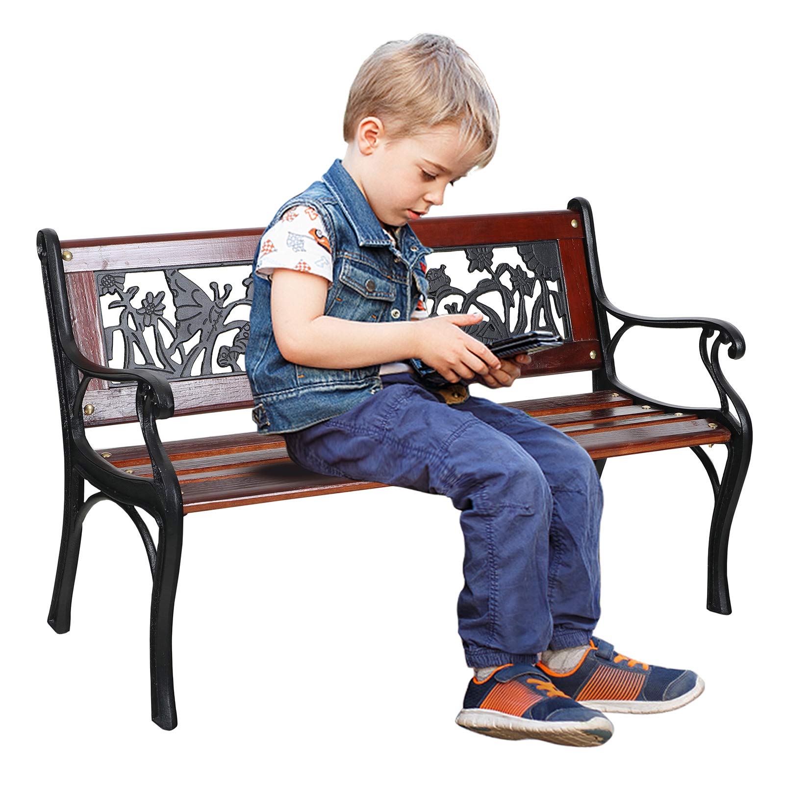Buy Sophia & William Outdoor Patio Kids Bench Made of Cast Iron and