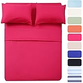 Best Season Microfiber Deep Pocket/Soft, 1800 Thread Count, 4-Piece Bed Sheet Set (1 Flat, 1 Fitted Sheet, 2 Pillow Covers), Full, Hot Pink