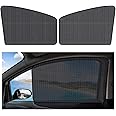 Dickno 2 PCS Car Side Window Sun Shade, Rear/Front Window Shade, Magnetic Privacy Curtain for Baby and Kids with Sun UV Heat Protection, Universal Car Accessories for Shading (Black, Front Side)