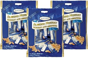 Golden Bonbon Italian Soft Almond Nougat Candy, Individually Packed Chewy, Gluten Free Nougat, Full of Almonds, Halal Candy 3.53 Ounces (Pack of 3) (Almond)