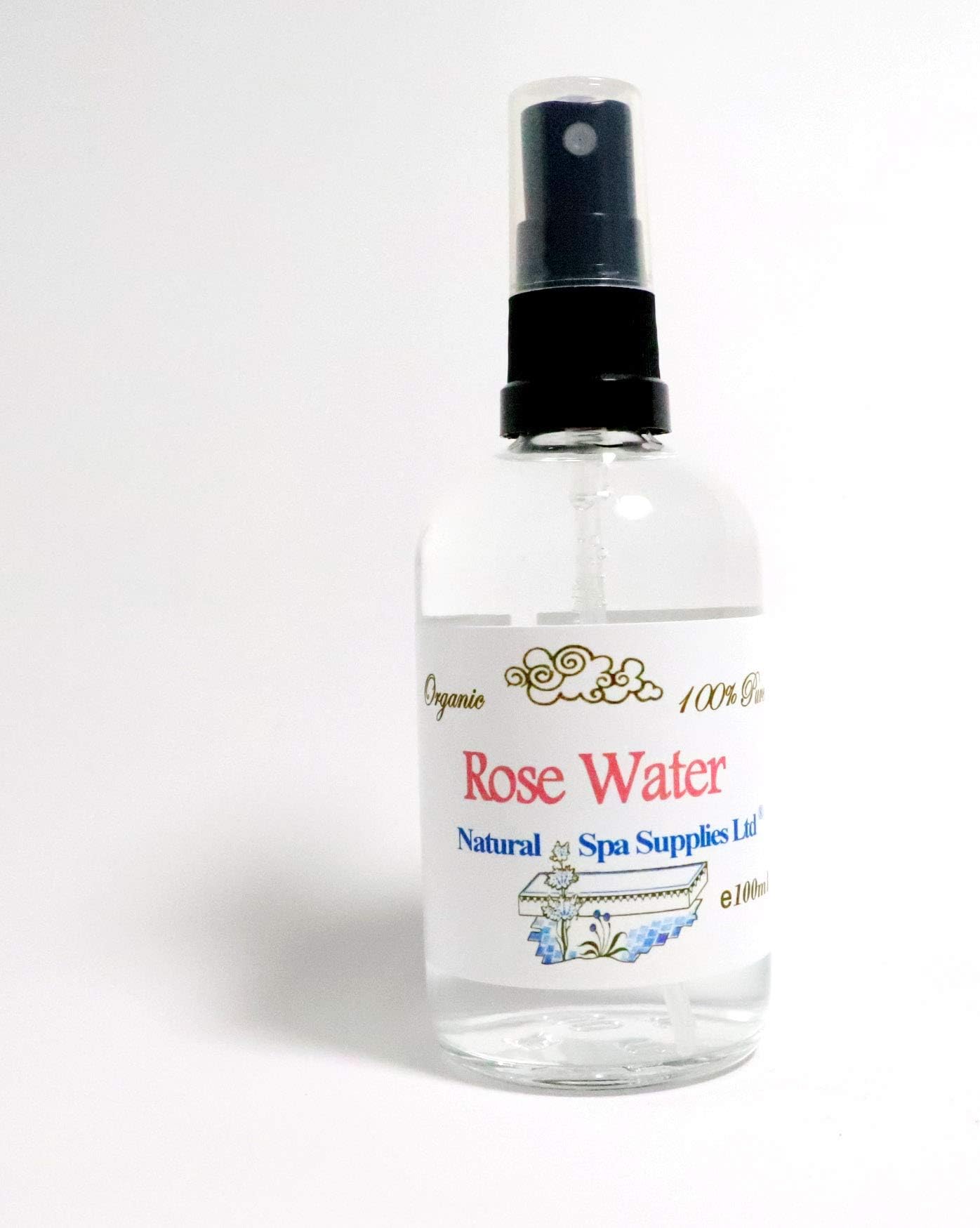 100ml Pure Organic Rose Water, Steam Distilled in Glass Bottle with Pump Spray