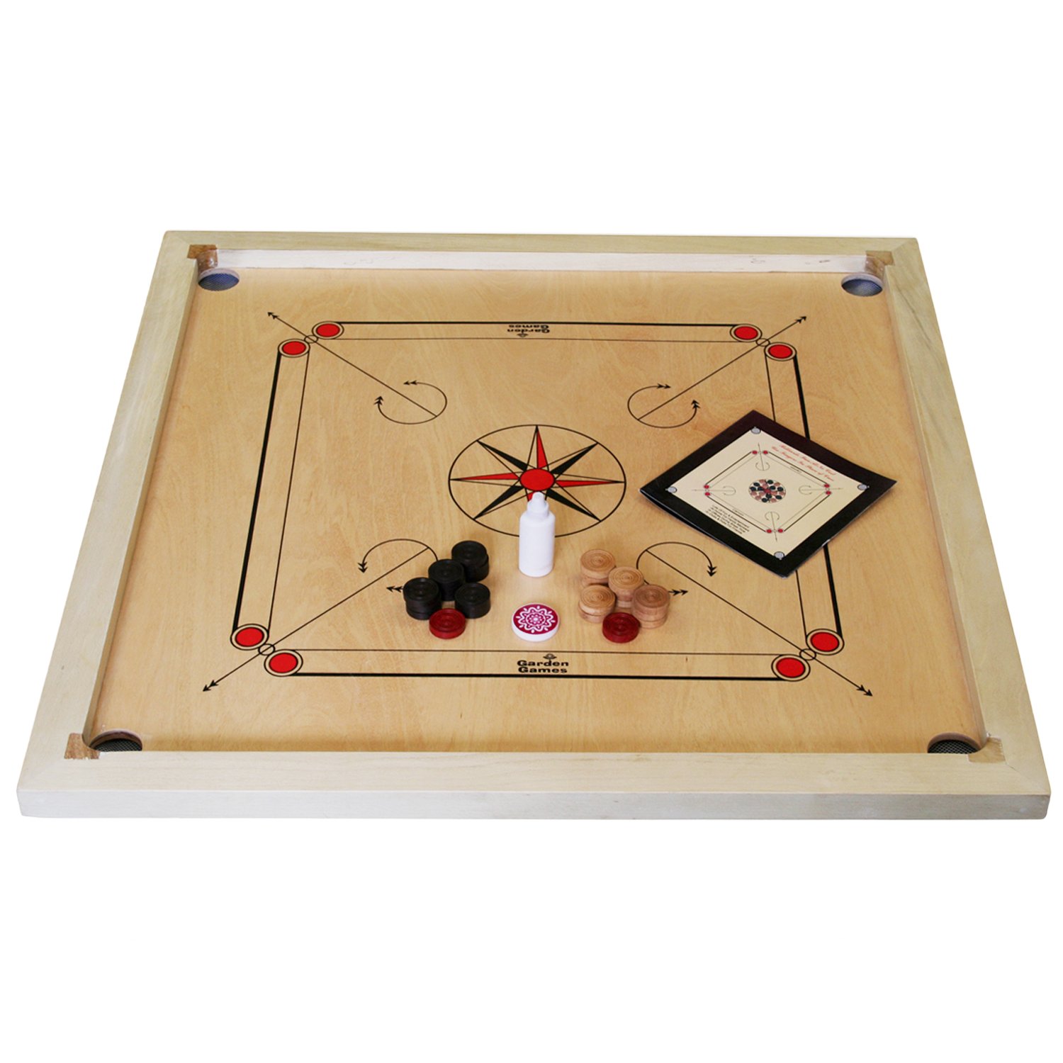 Garden Games Carrom Board Set Made in India, 33 inch x 33 inch Polished