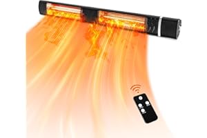 Nichro 3000W Outdoor Patio Heater, Wall-Mounted Infrared Electric Heater with Remote Control, 3 Heat Levels, IP65 Waterproof, Super Quiet Electric Patio Heater for Outdoor & Indoor Use, 240V