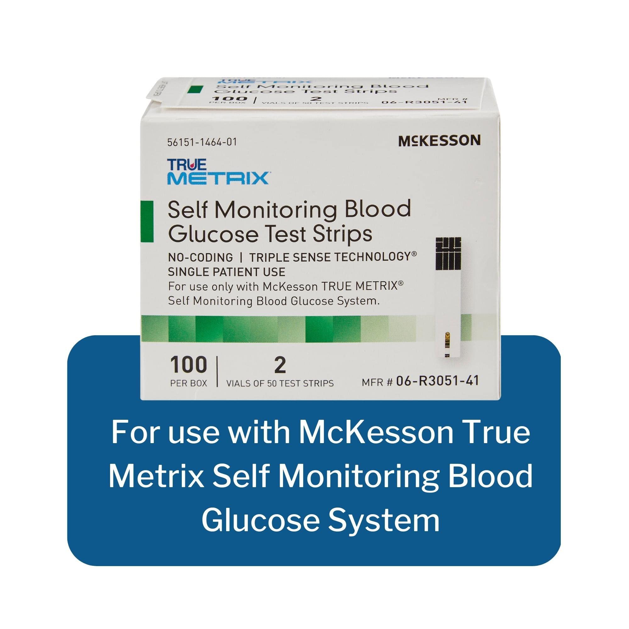 McKesson True METRIX Blood Glucose Test Strips for Diabetes [100 Strips] Self-Monitoring System