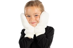 Funky Junque Kids Soft Faux Fur Mittens Convertible Sherpa Lined Fingerless Mitten Gloves for Girls Boys Winter Fall