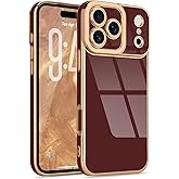 Lafunda Designed for iPhone 17 Pro Max Case Cute, Luxury Plating Case for Women Girls Gold Edge TPU Bumper Cover with Camera Protection Shockproof Silicone Phone Case for iPhone 17 Pro Max, Burgundy