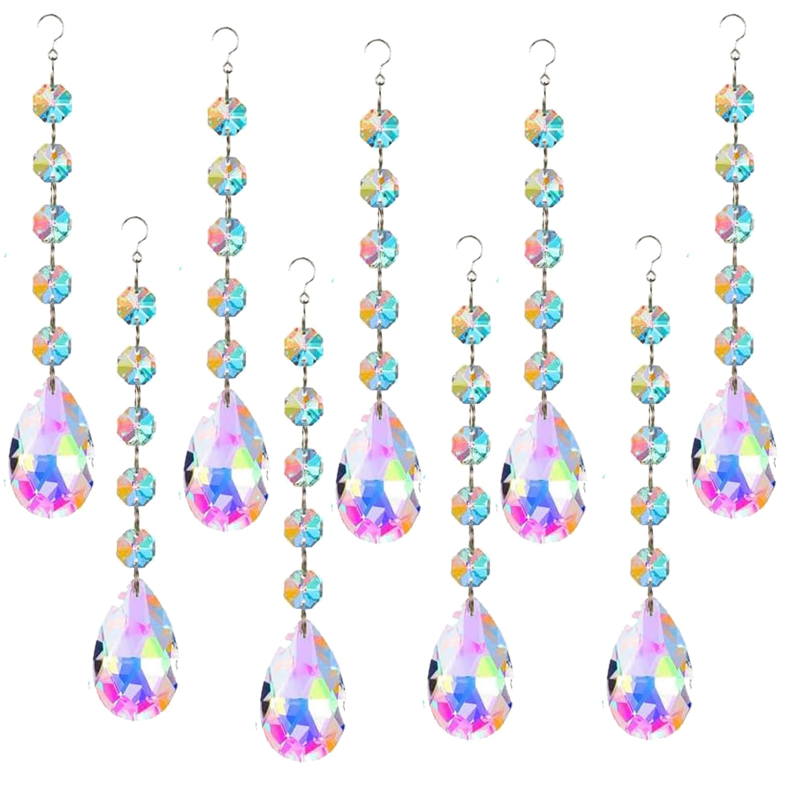 HERZWILD 9pcs DIY Crystal Suncatcher Window Hanging Crystal Suncatchers, Rainbow Crystal Decoration for Garden, Wedding Occasion
