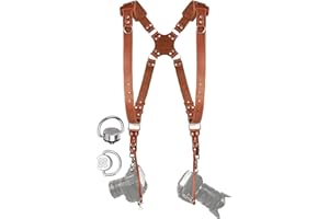 C Coiro Camera Harness for 2 Cameras – Dual Shoulder Leather Camera Strap – Double Camera Harness for DSLR/SLR