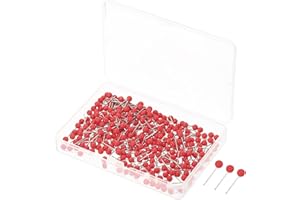 PATIKIL Push Pins, 300 Pack Plastic Round Head Map Tacks Thumb Steel Point for World Maps Cork Boards, Red