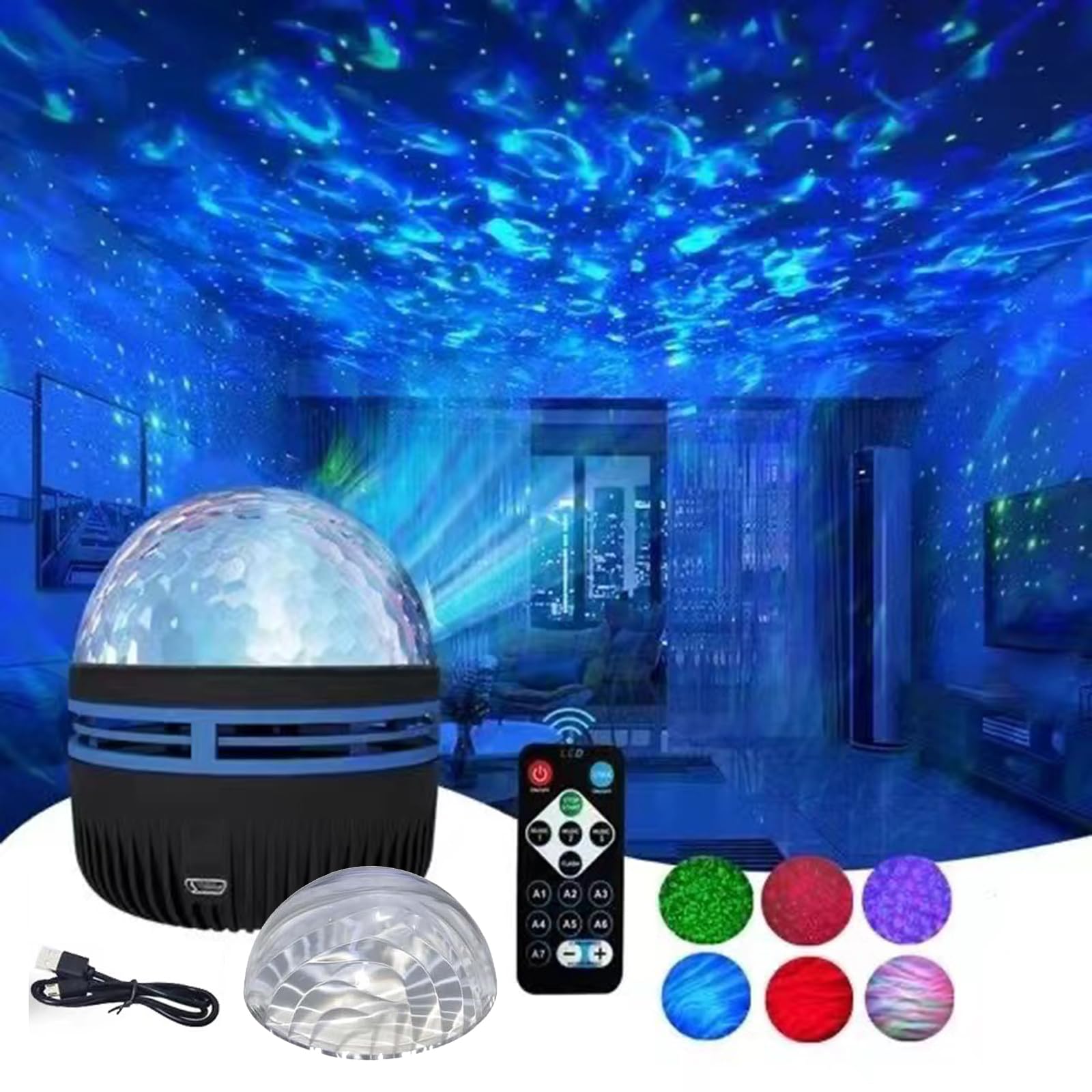 Photo 1 of **UNTESTED/ UNKNOWN DAMAGES** 2 in 1 Northern Galaxy Light, Northern Lights and Ocean Wave Projector with Remote CoLntrol, RGB Colorful Night Light for Bedroom Home Decor Gifts (Aurora & Wave)