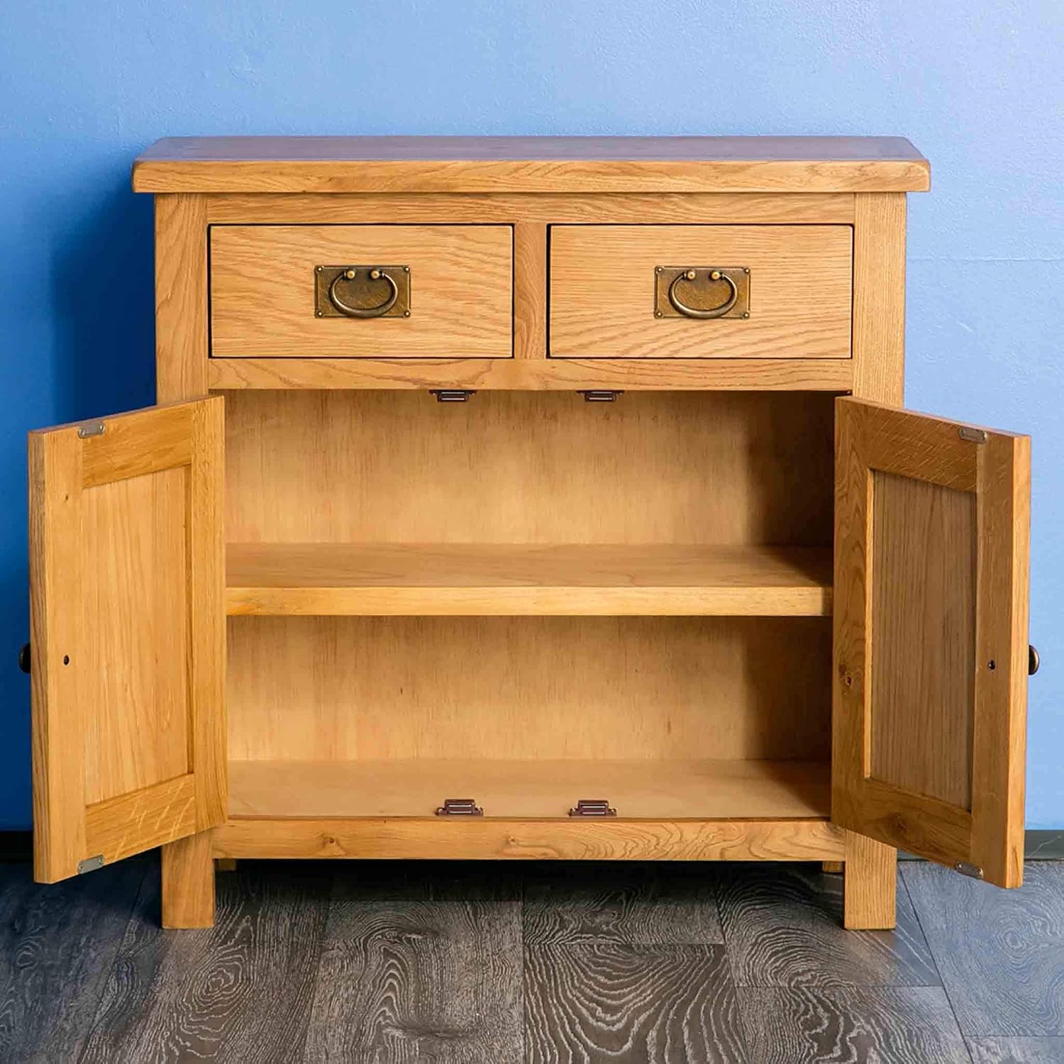 RoselandFurniture Surrey Oak Small Sideboard, Honey Oak, 90 x 80 x 36 cm - Image 5