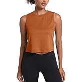 MAGCOMSEN Women's Workout Cropped Tops UPF 50+ Athletic Running Tank Tops Sleeveless Gym Sports Muscle Shirts