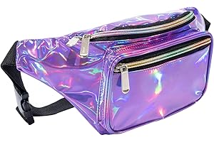 C.T.SOARSKY Holographic 80s 90S Rave Stars Neon Transparent Gravel Fanny Pack for Women - Great Waist Pack for Games, Concerts, Rave, Festival, Travel