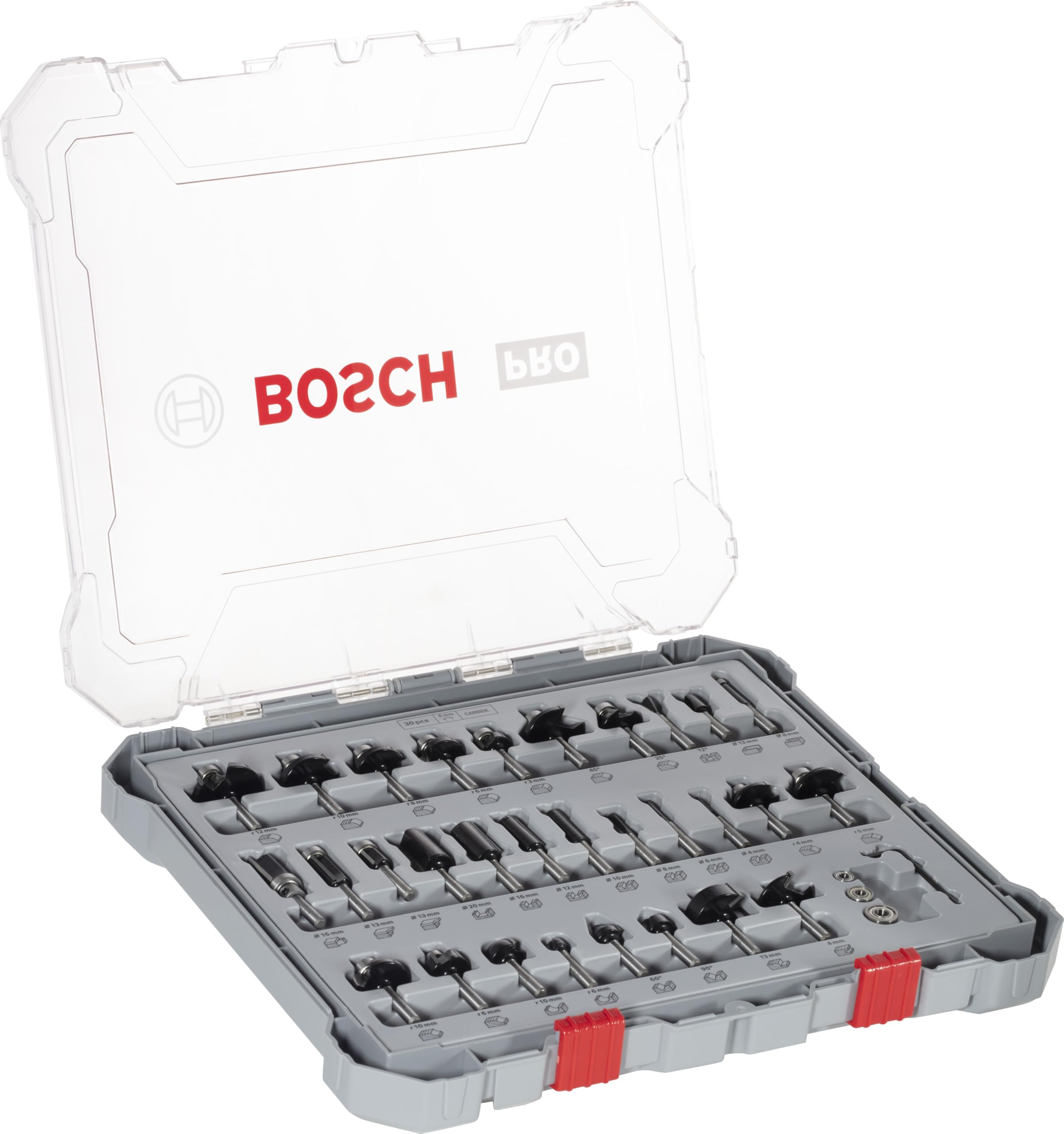 Bosch Professional 30 pcs. Mixed Router Bit Set (for Wood, Ø 6 mm Shank, Accessory Router)
