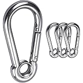 4pcs 5/16'' Stainless Steel Snap Hook M8 Carabiner Clip with Eyelet, 400lb Load, 3 Inch Length