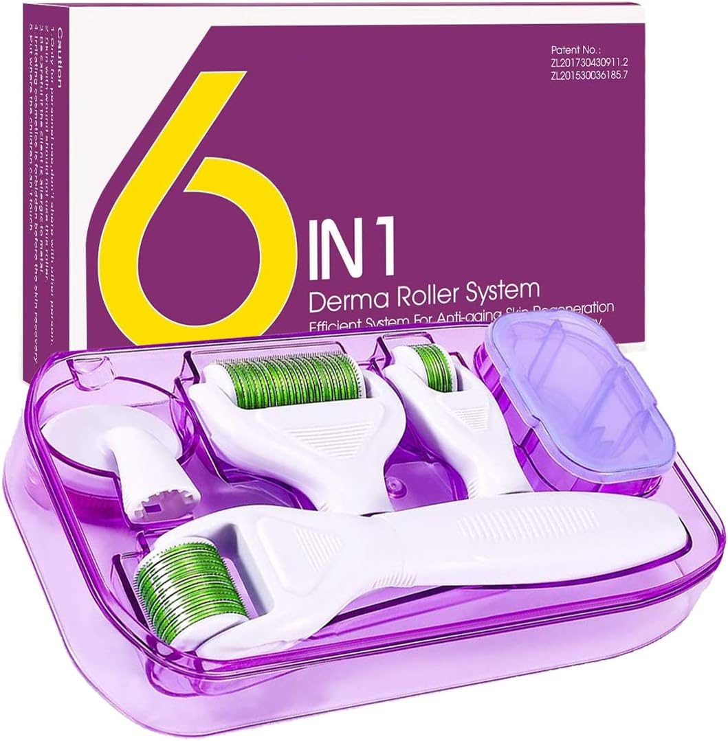 Derma Roller, Derma Roller Kit, Microneedle Derma Roller, 6 IN 1 Micro