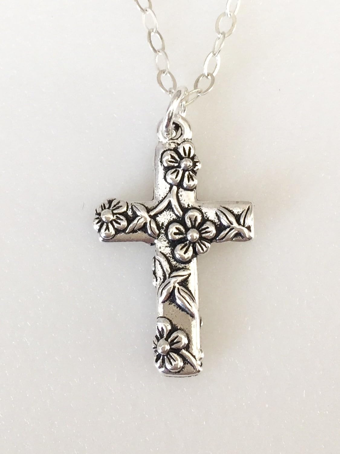 Cross Necklace, Floral Cross, Easter Cross Necklace