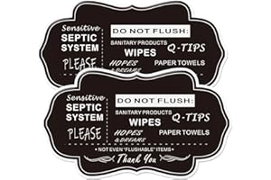 Do Not Flush Rules Sign for Bathroom,2Pack RAMIEYOO Designer Septic System Bathroom signs for Home,Business or RV,Cabin (Black A)