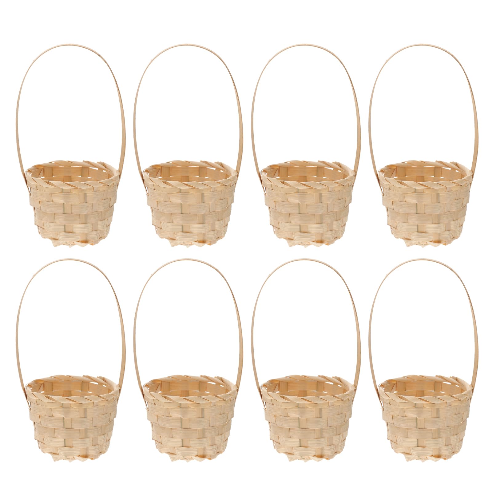 Happyyami 8Pcs Mini Woven with Handles Handmade Rustic Woven Storage Basket for Wedding Home Easter Egg